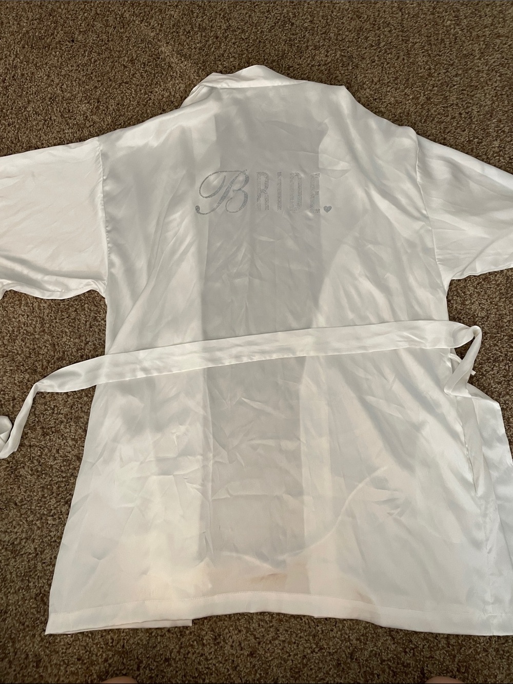 Victoria Secret White Satin "Bride" Robe with Sparkle Script